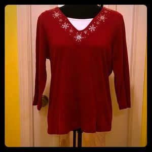 Red and white decorated Originals shirt